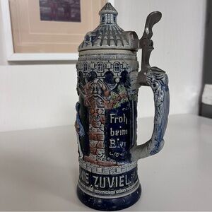 Blue and Gray Ceramic Beer Stein